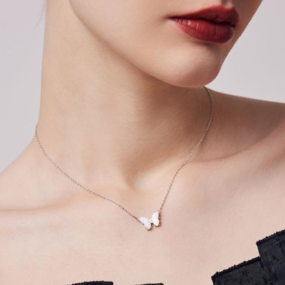 LELC S999 Sterling Silver Butterfly Necklace - Picture 8 of 11